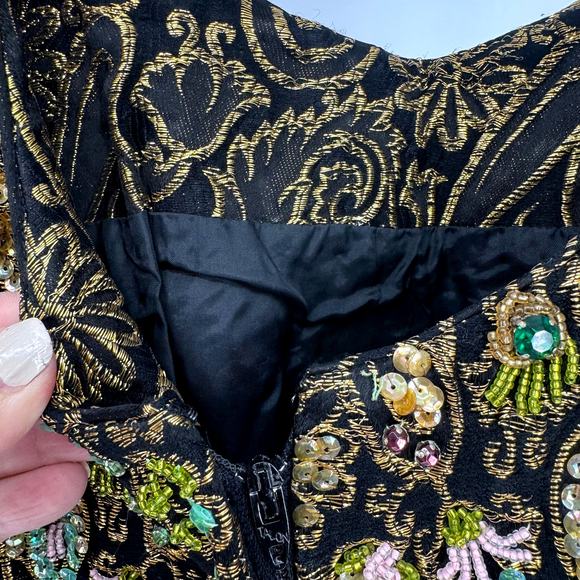 Vintage Y2K Hand Sewn Sequin Silk Blend Dress  Small Going Out Cocktail Party - Picture 4 of 7